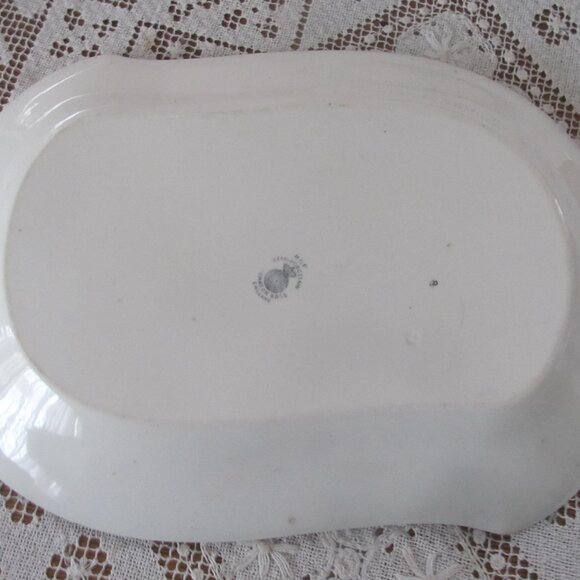 Gray Blue Transferware Platter Antique Johnson Bros HOP Pattern Dinnerware - Picture 5 of 8